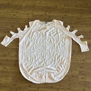 Express Cotton Pink Cold-Shoulder Long Sleeve Top